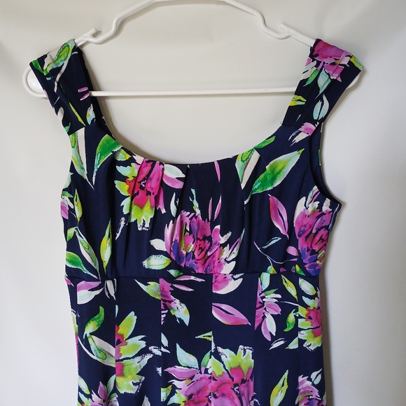 London Times Womens Floral Dress Size 6 Black Pink Green White - Picture 3 of 7